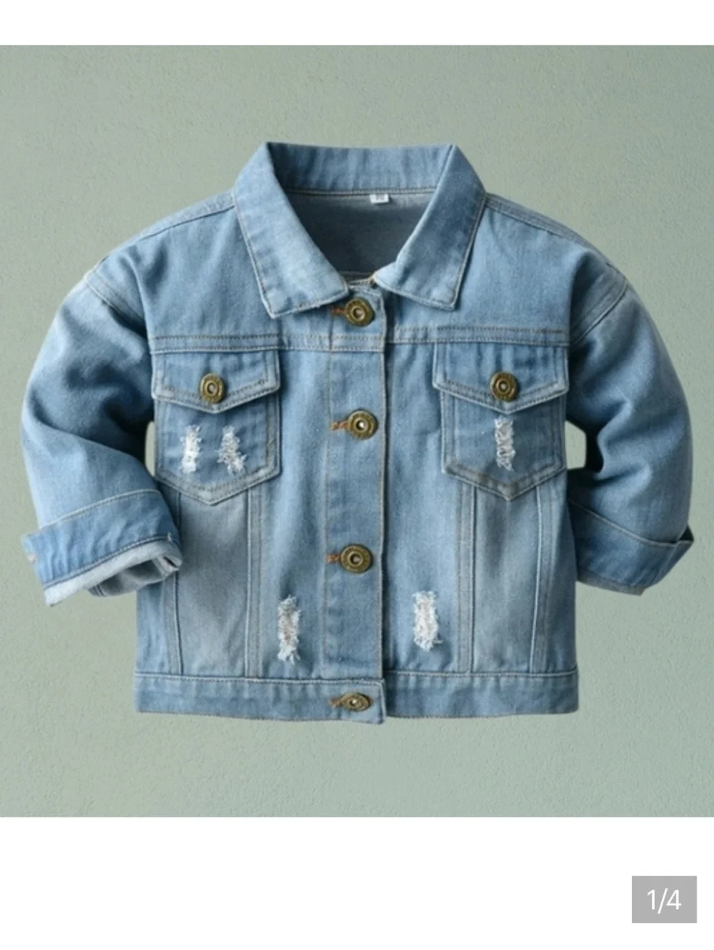 NWT Kids Distressed Denim Jacket Size 4T